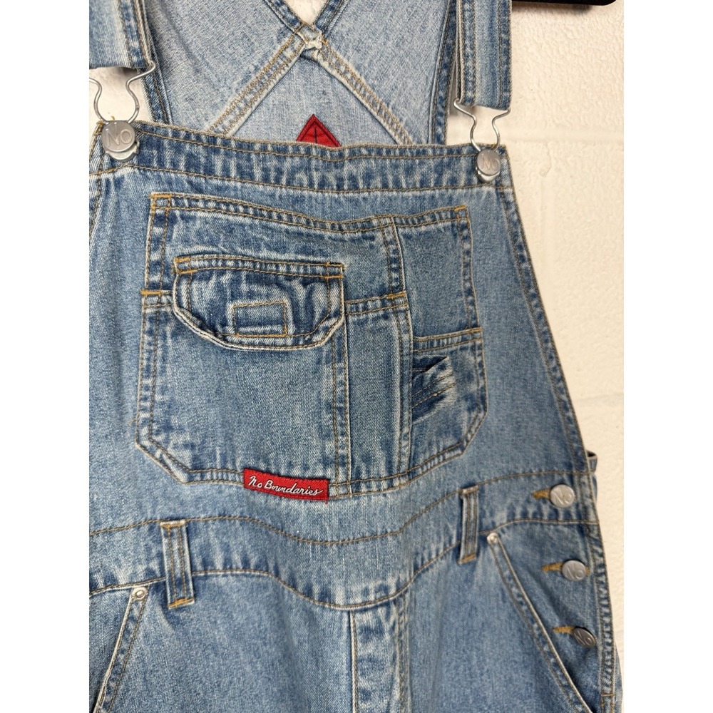 Vtg 90s Y2K No Boundaries Denim Overalls Size M Workwear Grunge Wide Leg - Picture 3 of 8